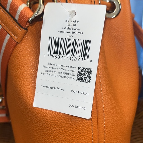 ♠️kate spade Rosie Small Mini Bucket Crossbody Bag, Carrot Cake Orange NWT - Picture 13 of 14